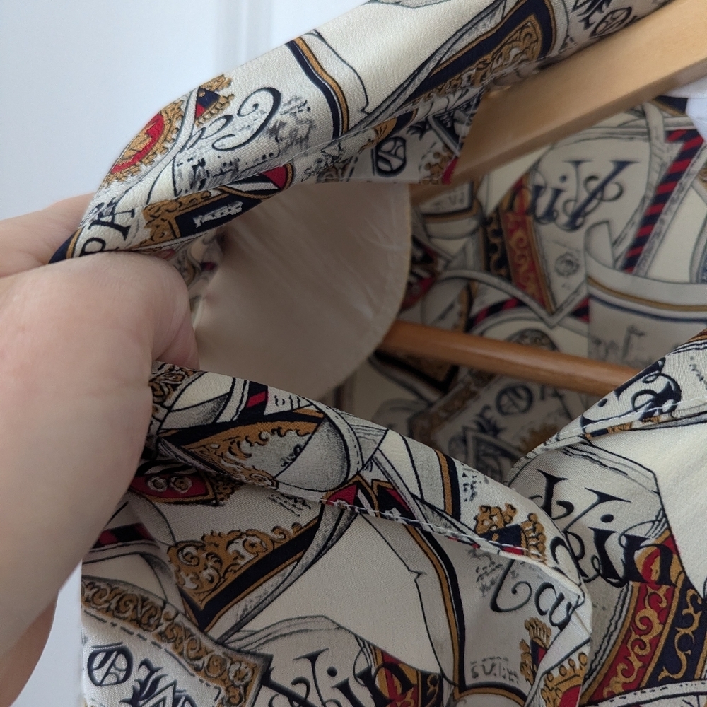 Vintage 100% Silk Blouse Champagne Print Size 12 - Picture 4 of 7